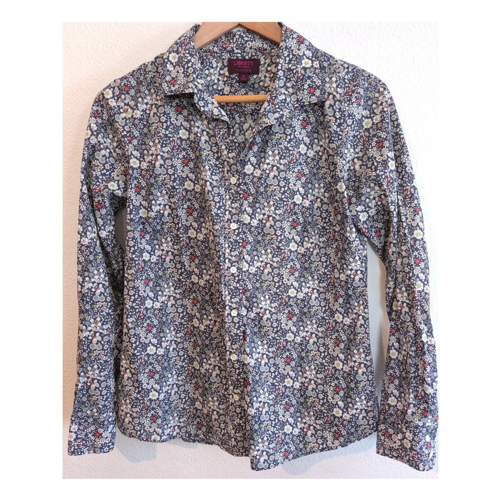 Liberty Art Fabrics for J.Crew Womens Floral Button Down Shirt Blue Multi Size 6
